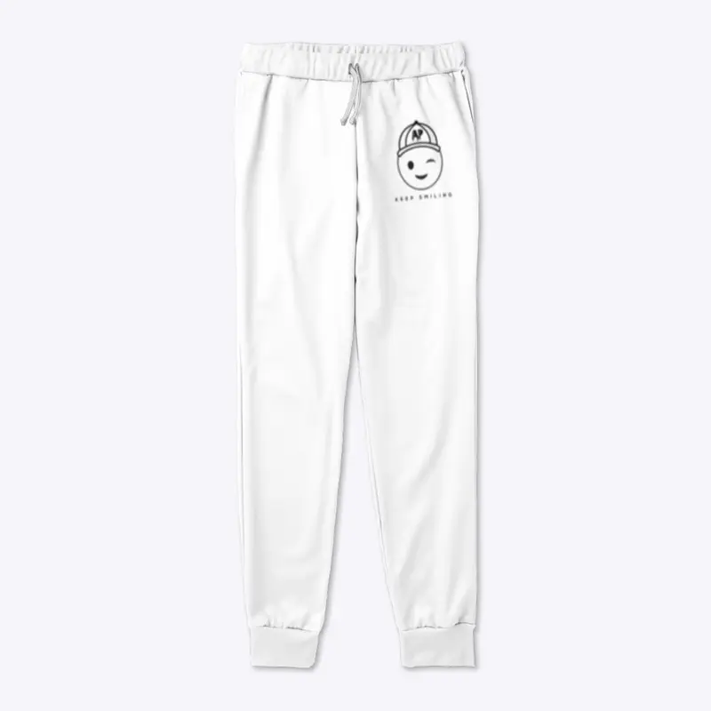 Keep Smiling Emoji - White Mens Jogger