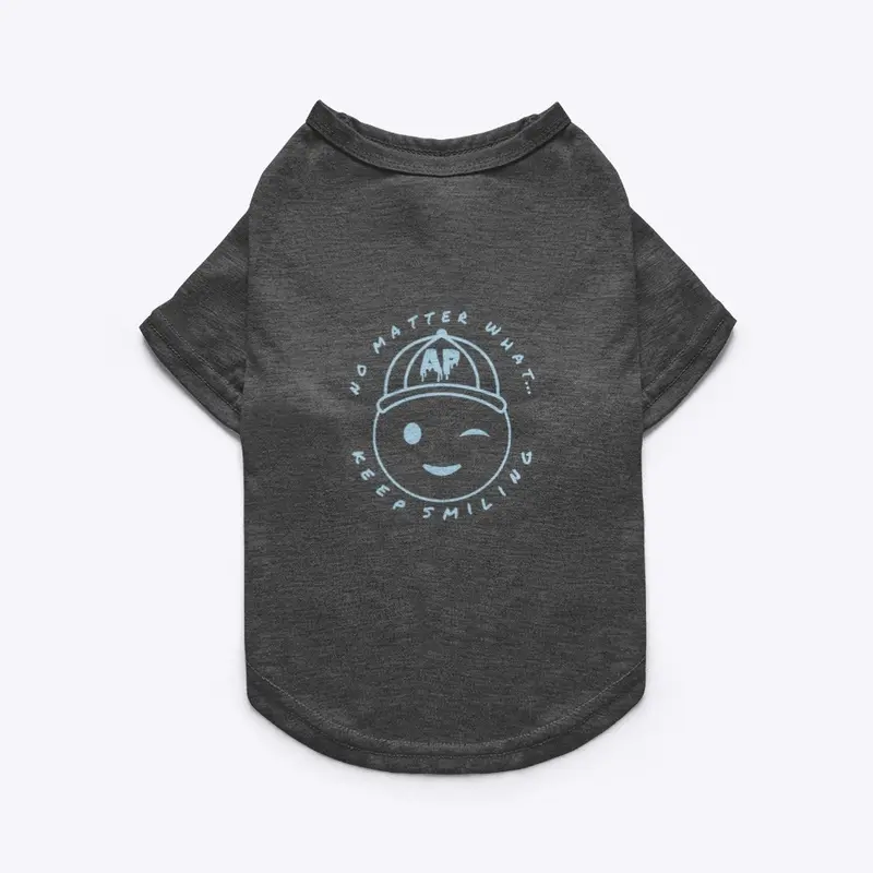 Blue Keep Smiling logo - Pet Tee